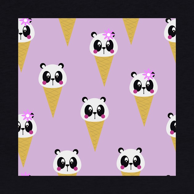 Cute Ice Cream Panda Kids Pattern Seamless by MichelMM